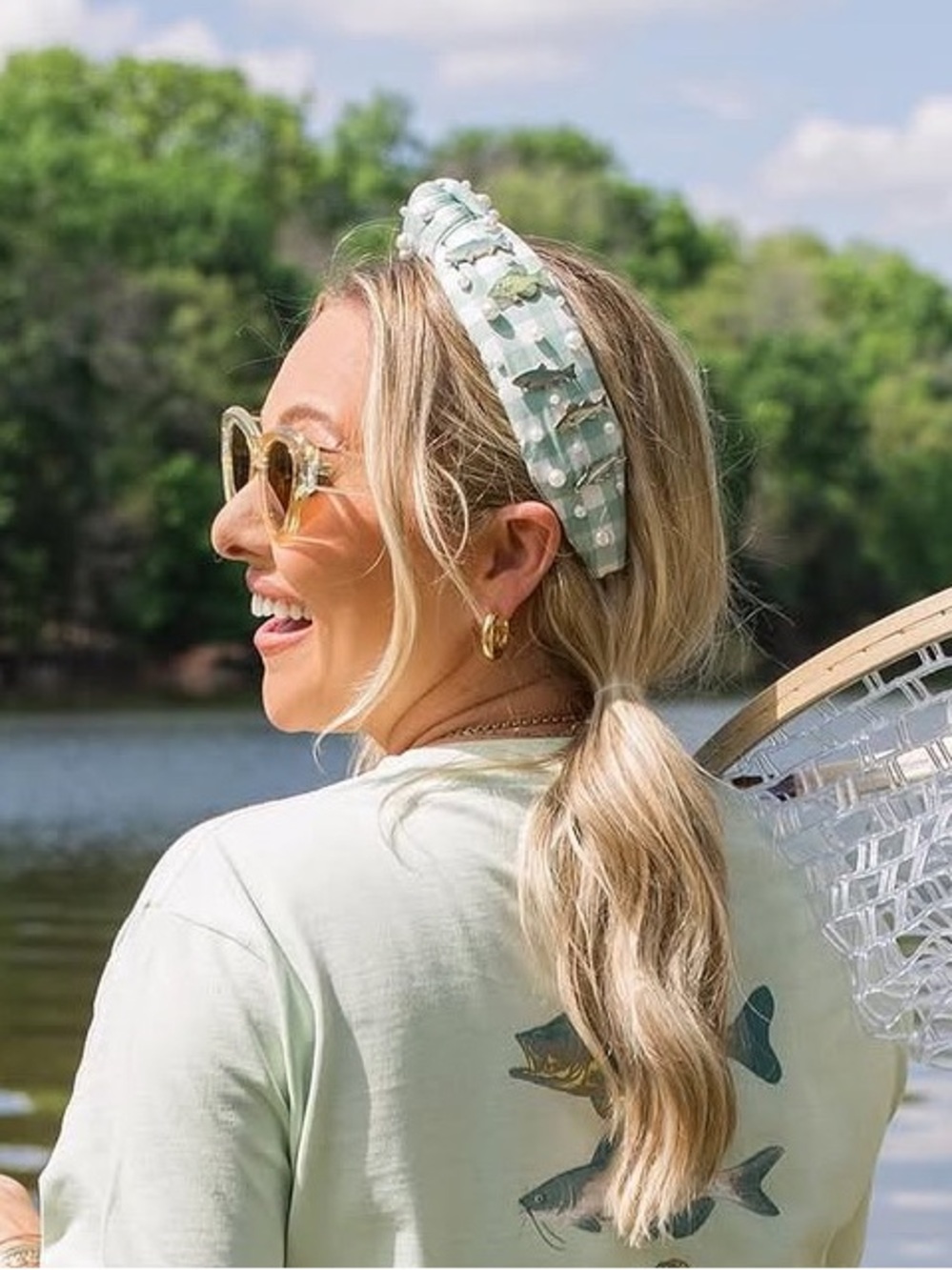 Living Fully Co. By Mallory Ervin Hooked on Summer Gingham Headband NWT
